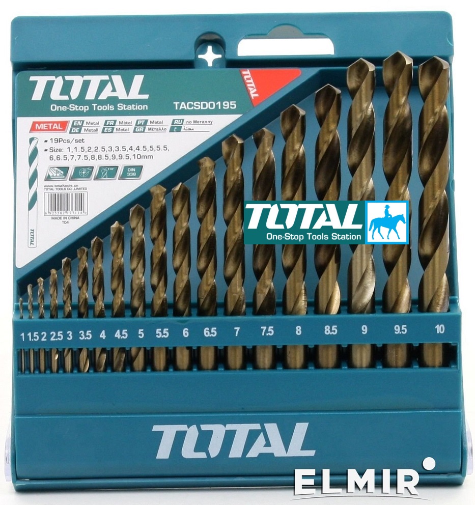 Bộ 19 mũi khoan kim loại total tacsd0195 akdb1195