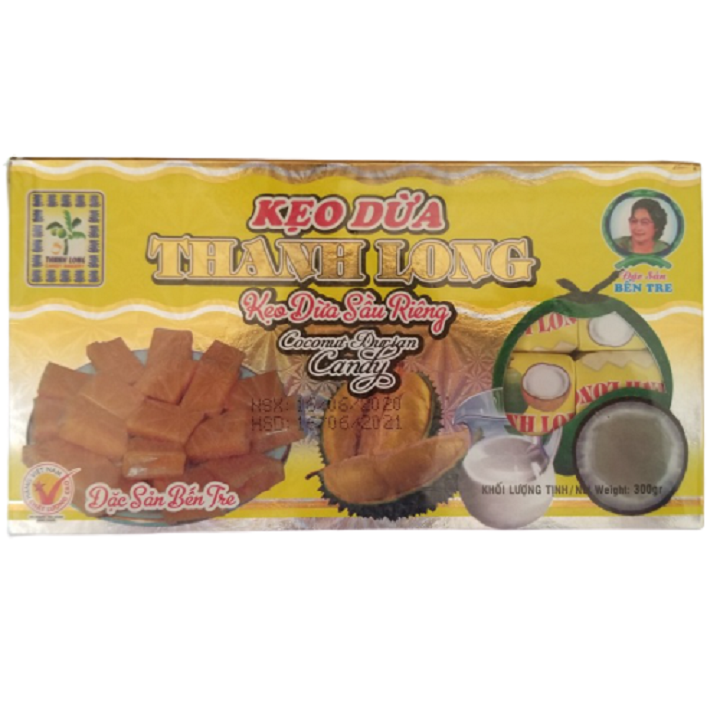 Kẹo dừa sầu riêng hiệu Thanh Long - đặc sản Bến Tre (300g)