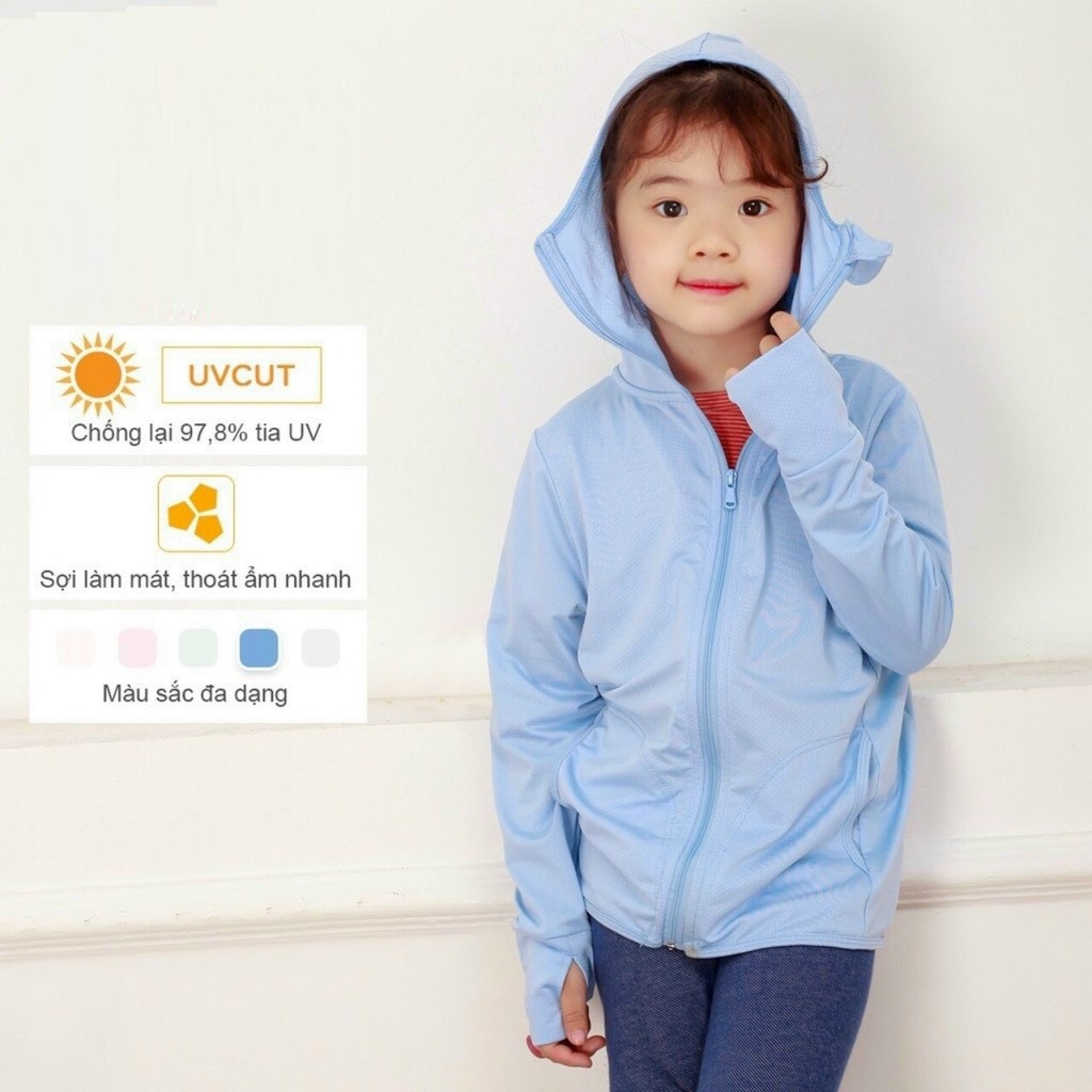 Áo chống nắng THÔNG HƠI túi cuộn cho BÉ sờ mát lạnh , bao đẹp