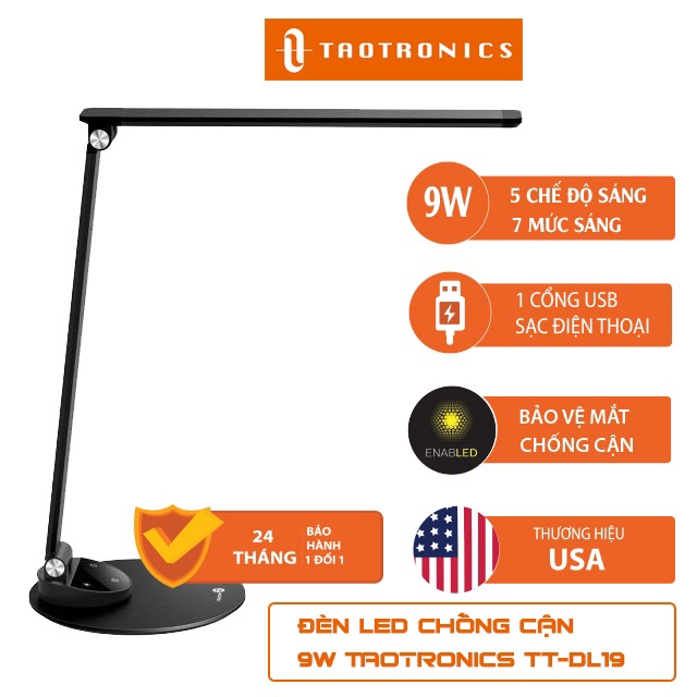 Đèn led chống cận taotronics tt-dl19 9w thiết kế siêu mỏng - hàng chính hãng