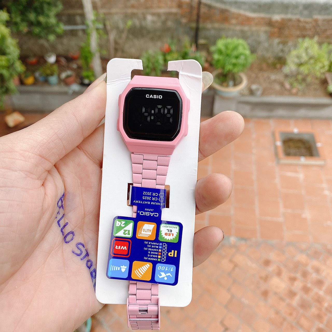 Đồng hồ thể thao A168 Nam Nữ Dây thép Hồng Mặt Đen chống nước tiêu chuẩn,Điện tử tự động A168