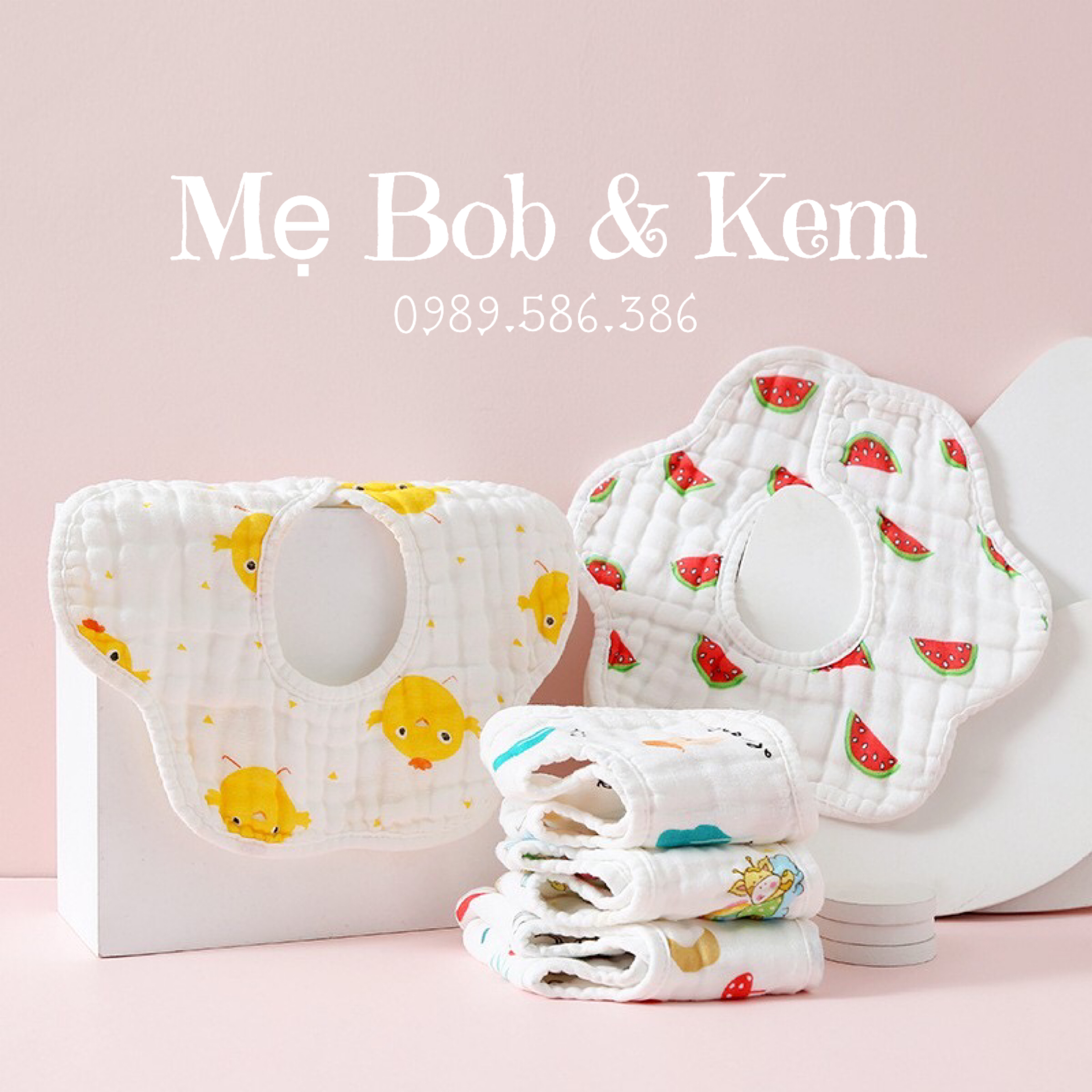 Yếm xô 8 lớp Organic siêu mềm cho bé xoay 360 độ