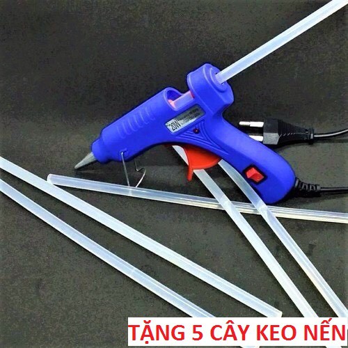 Súng bắn keo nến 20w có công tắc tặng kèm 5 cây keo nến