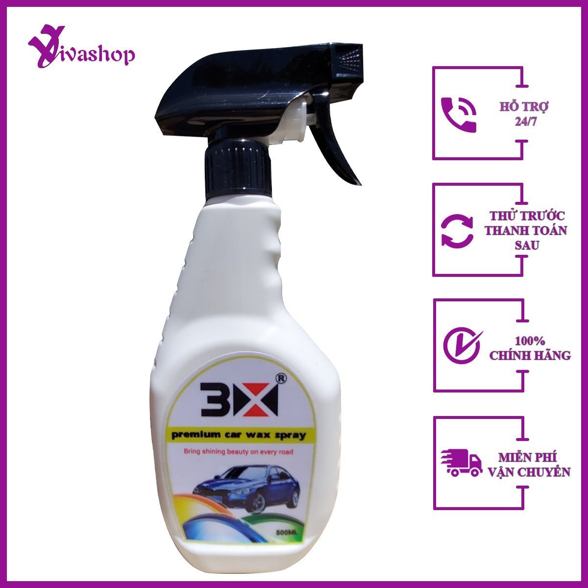 Dung dịch đánh bóng đa năng 3x chai 500ml đánh bóng các bề mặt sơn xe, gỗ...