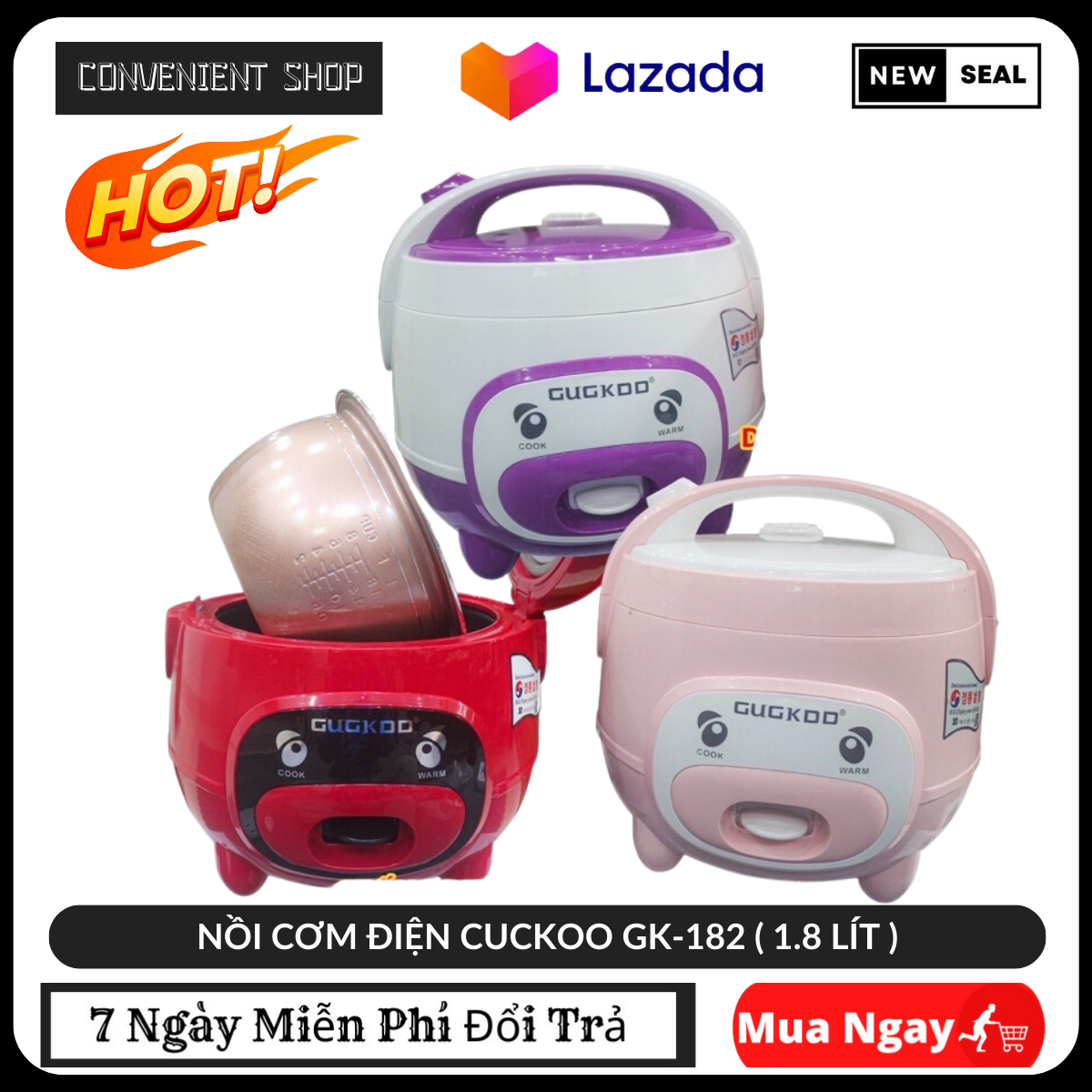 nồi cơm điện cuckoo chính hãng , NỒI CƠM ĐIỆN CUCKOO GK-182 ( 1.8 LÍT ) - Nồi cơm thế hệ mới nấu 1kg gạo dùng cho 4-6 người ăn . nồi cơm điện mini cuckoo bảo hành 12 tháng
