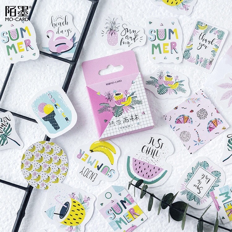 Hộp 45 sticker dán trái cây nhiệt đới mùa hè Canarystore54