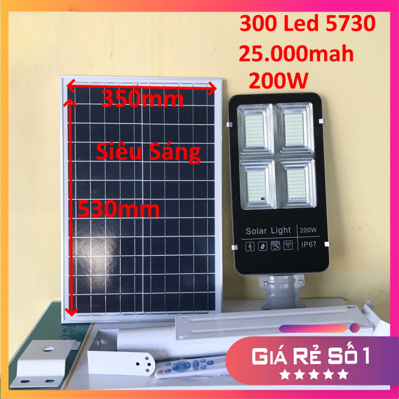 Đèn bàn chải năng lượng mặt trời cao áp chống nước IP67 công suất 200w