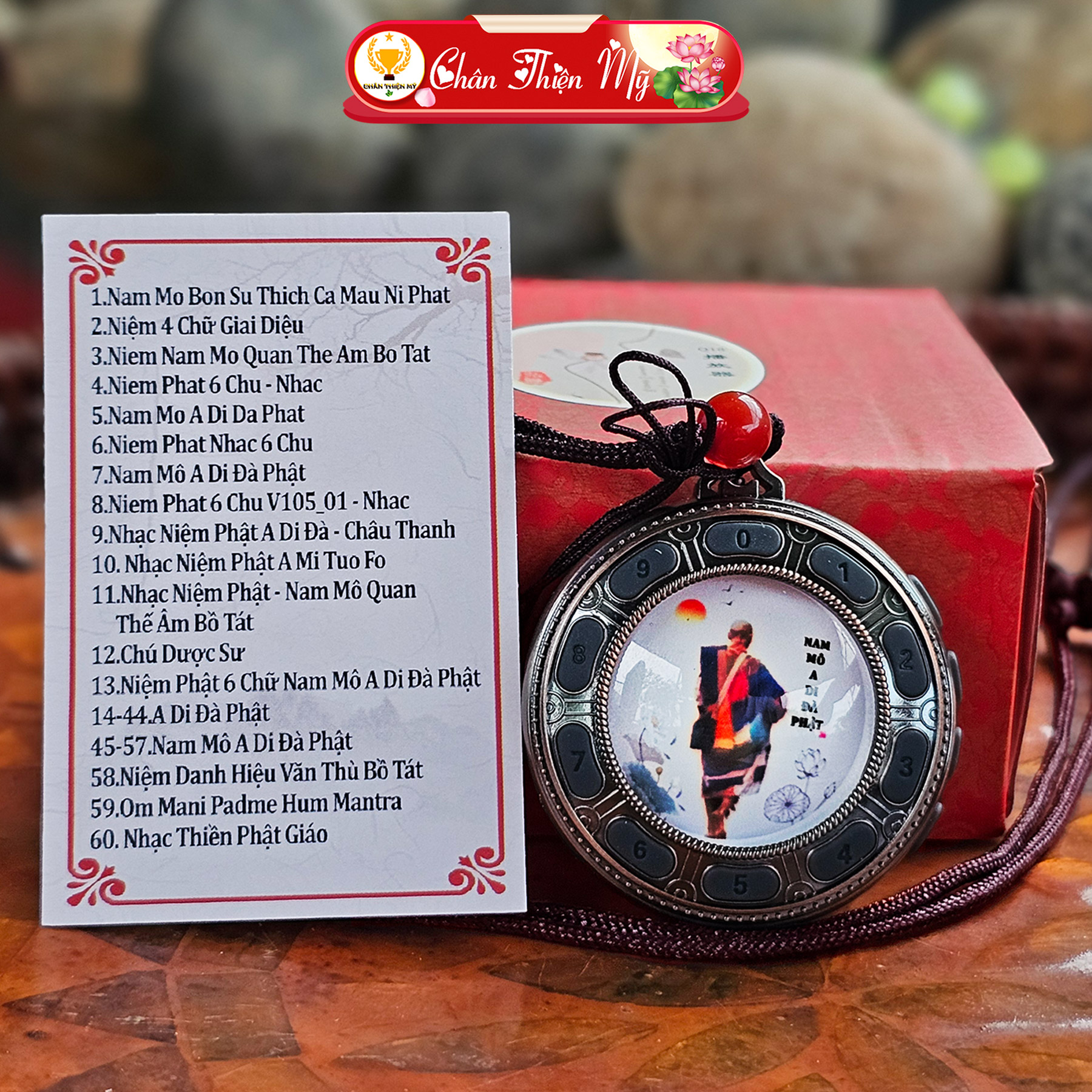  Máy Niệm Phật Pha Lê Cao Cấp CHÂN THIỆN MỸ Máy Phát Nhạc Có 60 Bài Niệm Mini Đeo Cổ 