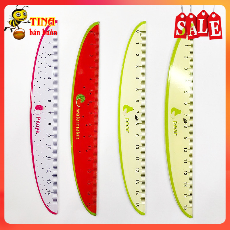 Thước kẻ cute hình hoa quả 15cm GuangBo, dụng cụ học tập cho bé E565