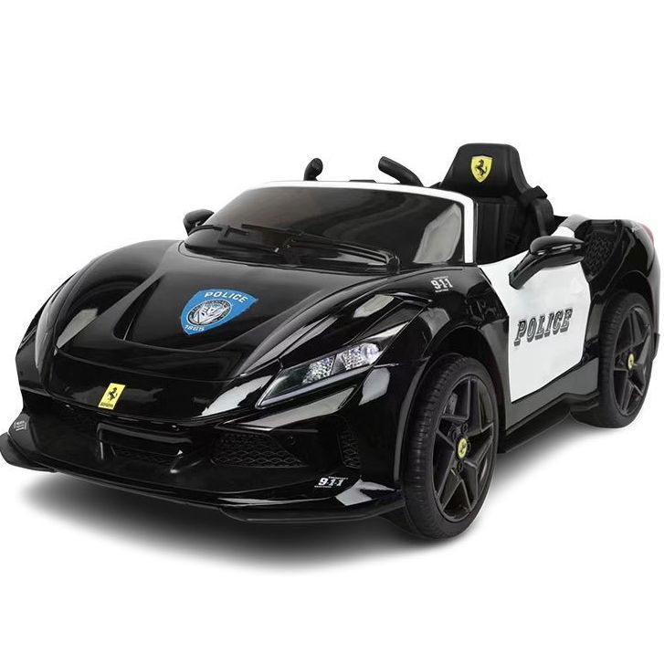 Ô tô điện trẻ em Ferrari Police F8 2 động cơ tự lái và điều khiển xa Đen
