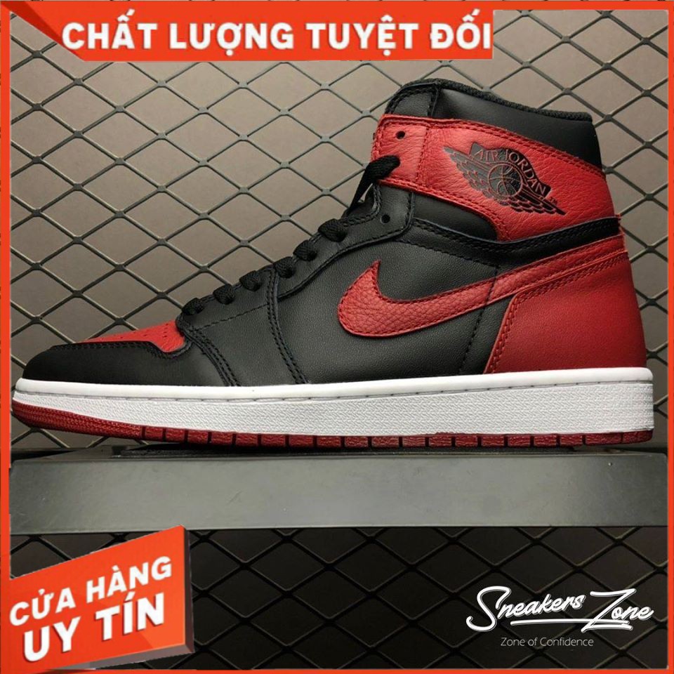 Giày thể thao air jordan 1 retro high bred đỏ đen cao cổ cực phong cách sneakers world