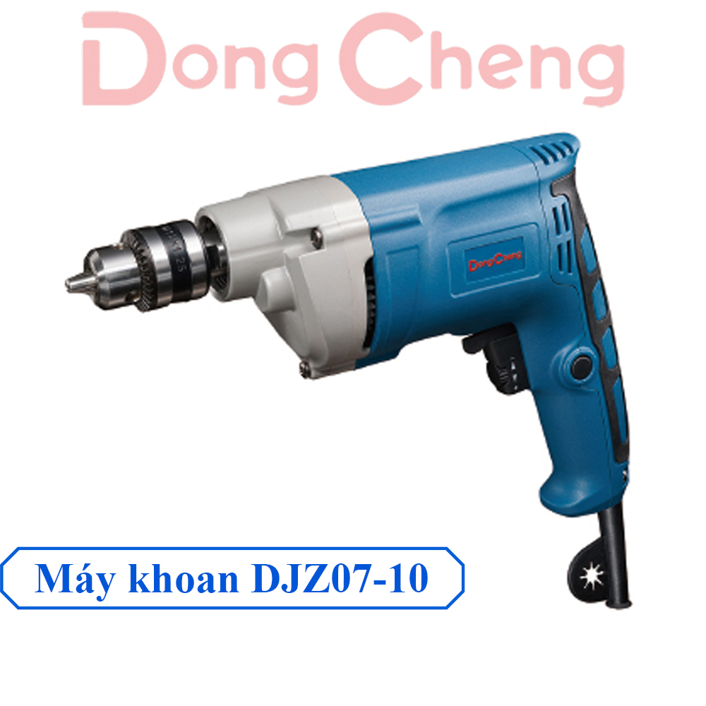 Máy khoan dongcheng djz07-10 có đảo chiều nửa thân nhôm công suất 500w đầu mũi kẹp 10mm – hàng chính hãng