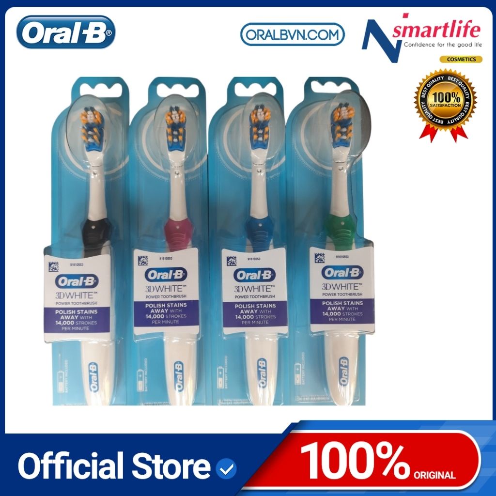 Bàn chải điện đánh răng tự động Oral B 3D White sử dụng pin người lớn