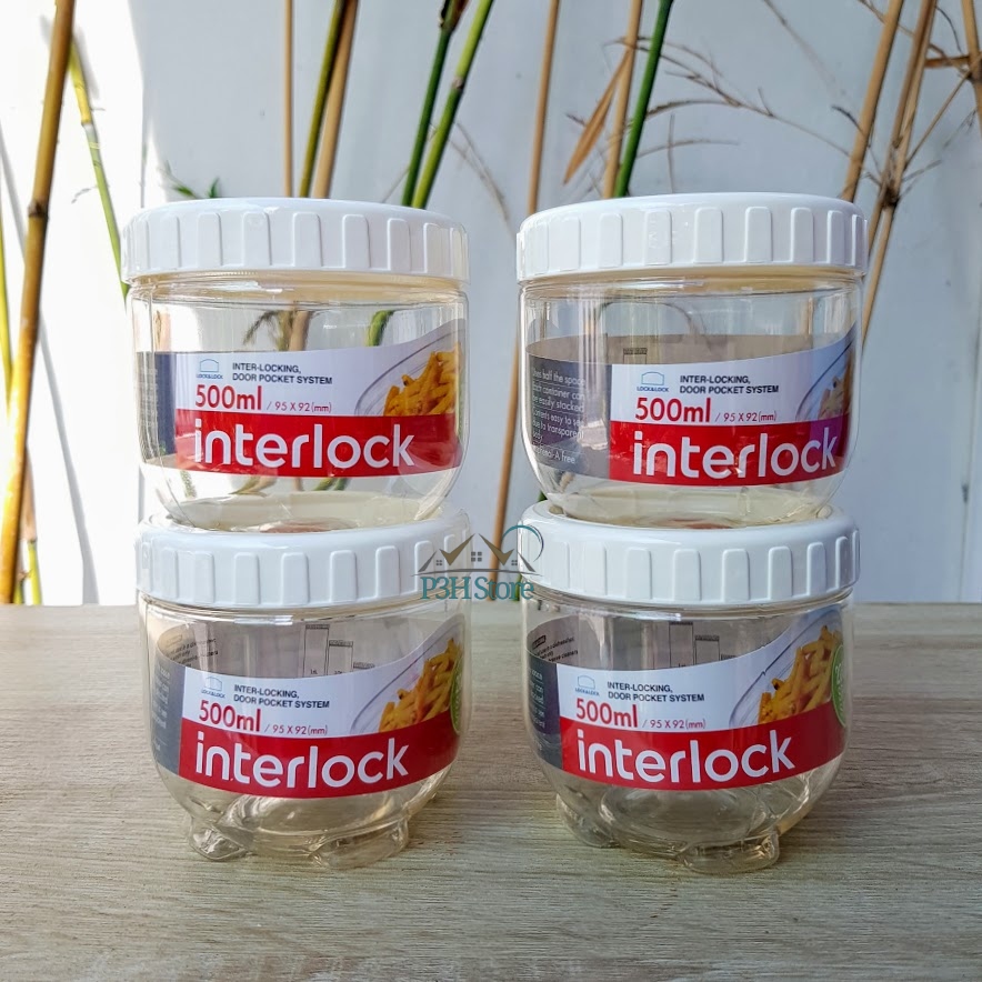 [HCM]Set 4 hộp nhựa Lock&Lock Interlock dung tích 500ml INL301S4