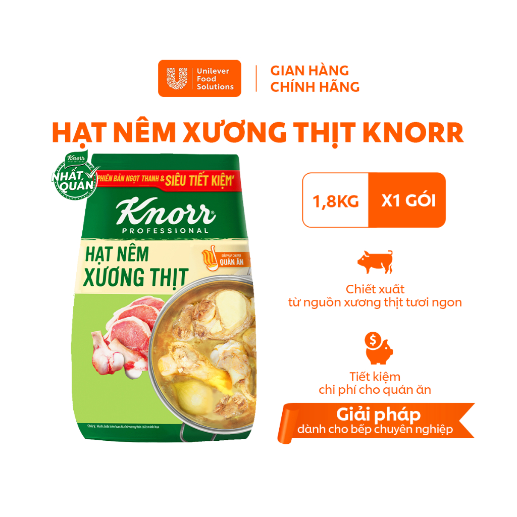  Hạt nêm xương thịt Knorr 1.8KG - Giải pháp Ngọt Thanh và Siêu Tiết Kiệm 