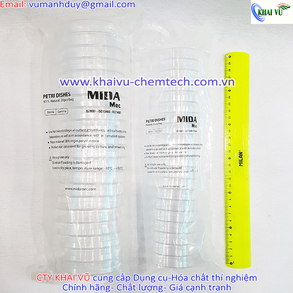 [HCM]Đĩa petri nhựa 60x15mm  90x15mm tiệt trùng - Túi 20 cái