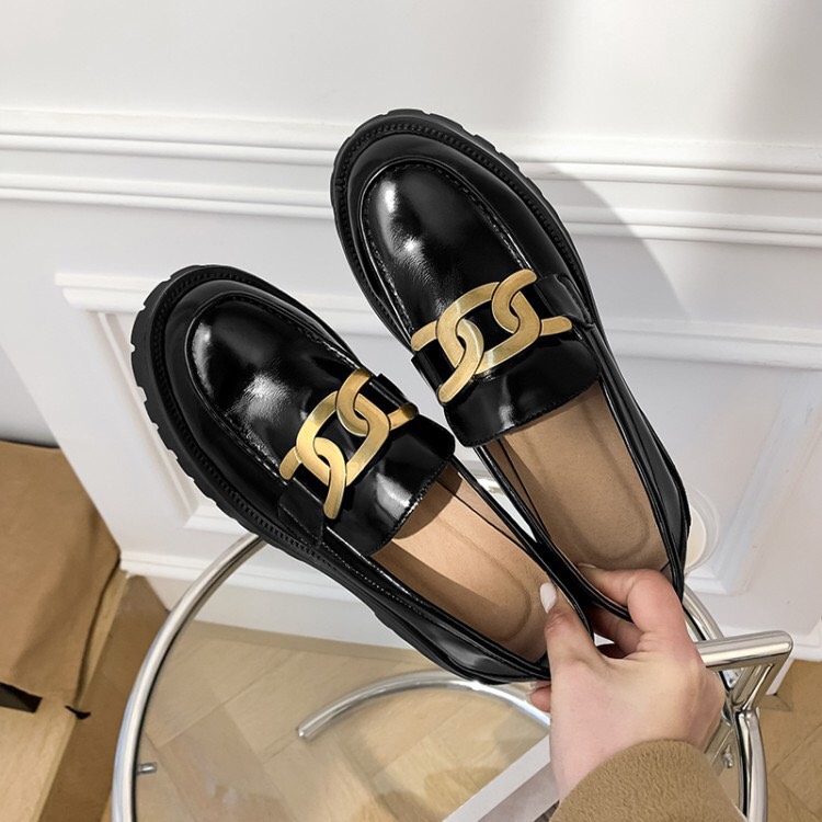 Giày đốc nữ phối quai xích đồng bản to gót 3cm xinh xắn