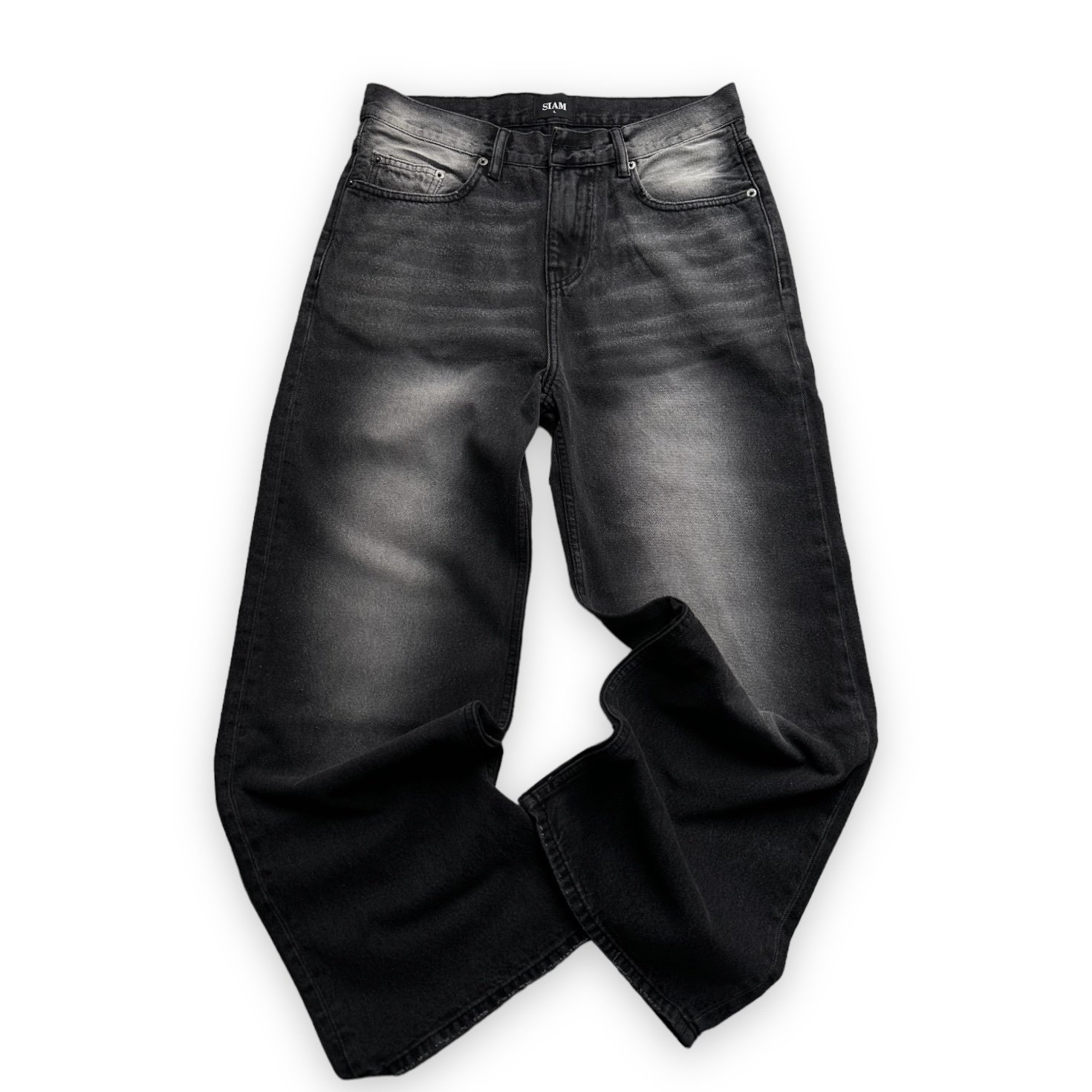 Quần jean siam wash xám trắng form rộng