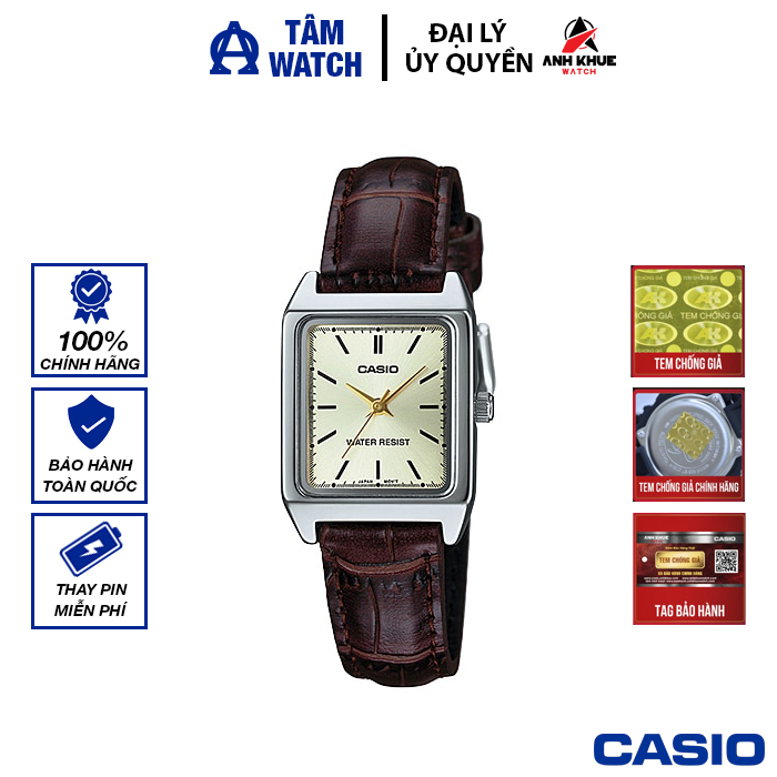 Đồng hồ nữ dây da casio standard chính hãng anh khuê ltp-v007l-9eudf