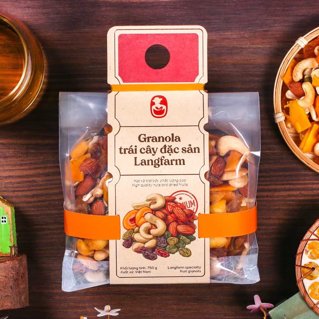 Granola đặc sản Langfarm - Hạt chất lượng trái cây tuyển lựa nướng phủ mật ong healthy eat clean
