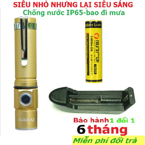Đèn pin mini siêu sáng D16 nhỏ gọn nhưng sáng gấp 6 lần đèn pin thông thường,thân vỏ hợp kim nhôm 100%,thiết kế chống nước đi mưa vô tư. đèn pin,đèn pin bỏ túi,den pin mini