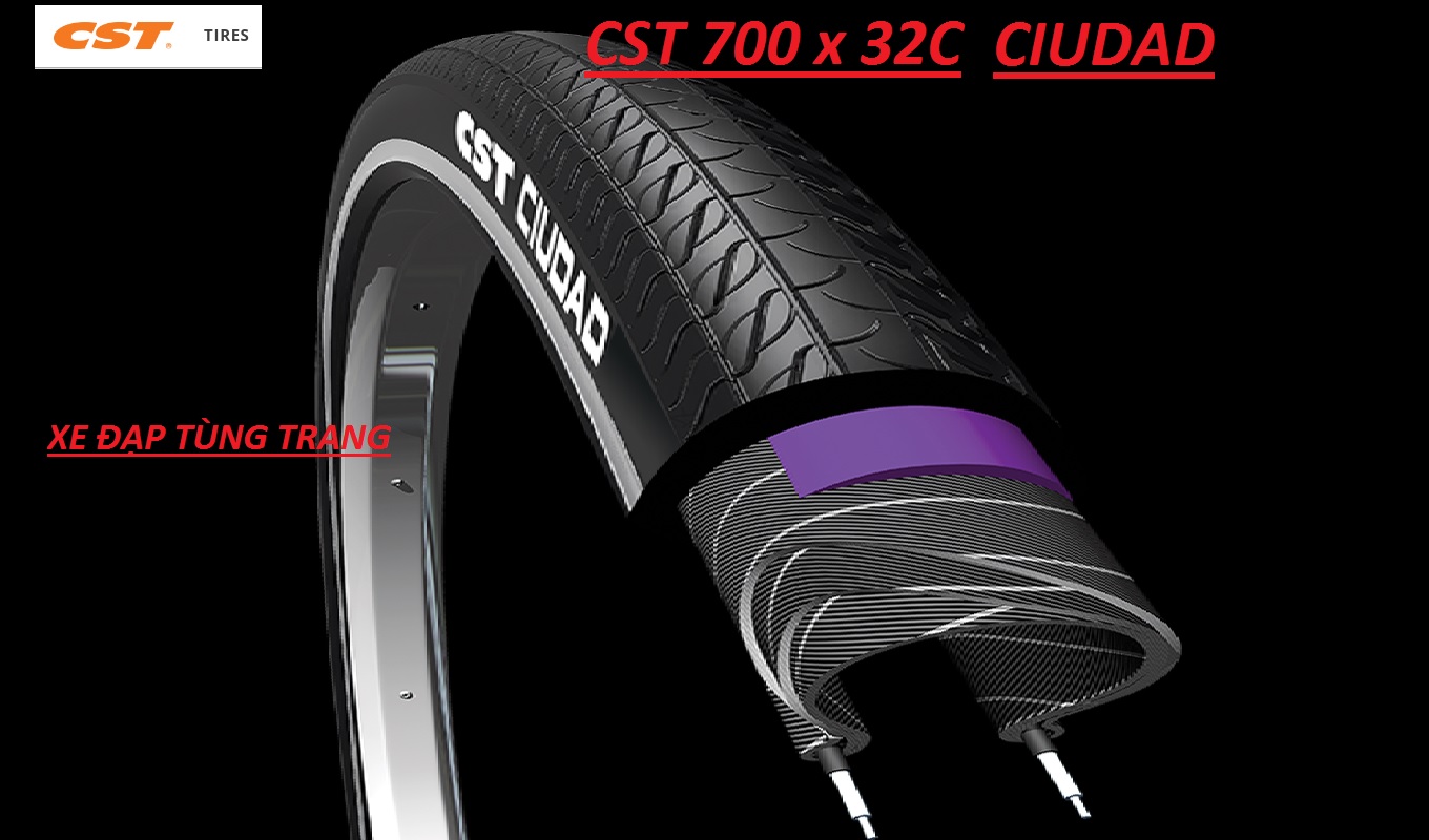 Lốp xe đạp cst lốp ciudad 700 x 32c 60tpi chống đâm / chống mài mòn