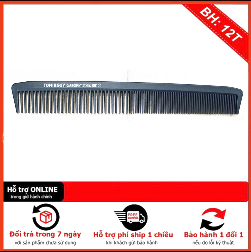 Lược cắt tóc toni&guy carbon 06100 cực bám tóc - lược dà 21cm hớt tóc cho barber pro