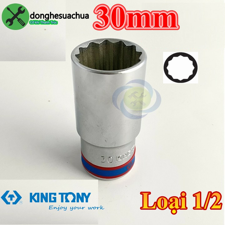 Tuýp 30mm 1/2 kingtony 423030m loại dài 77mm 12 cạnh màu trắng