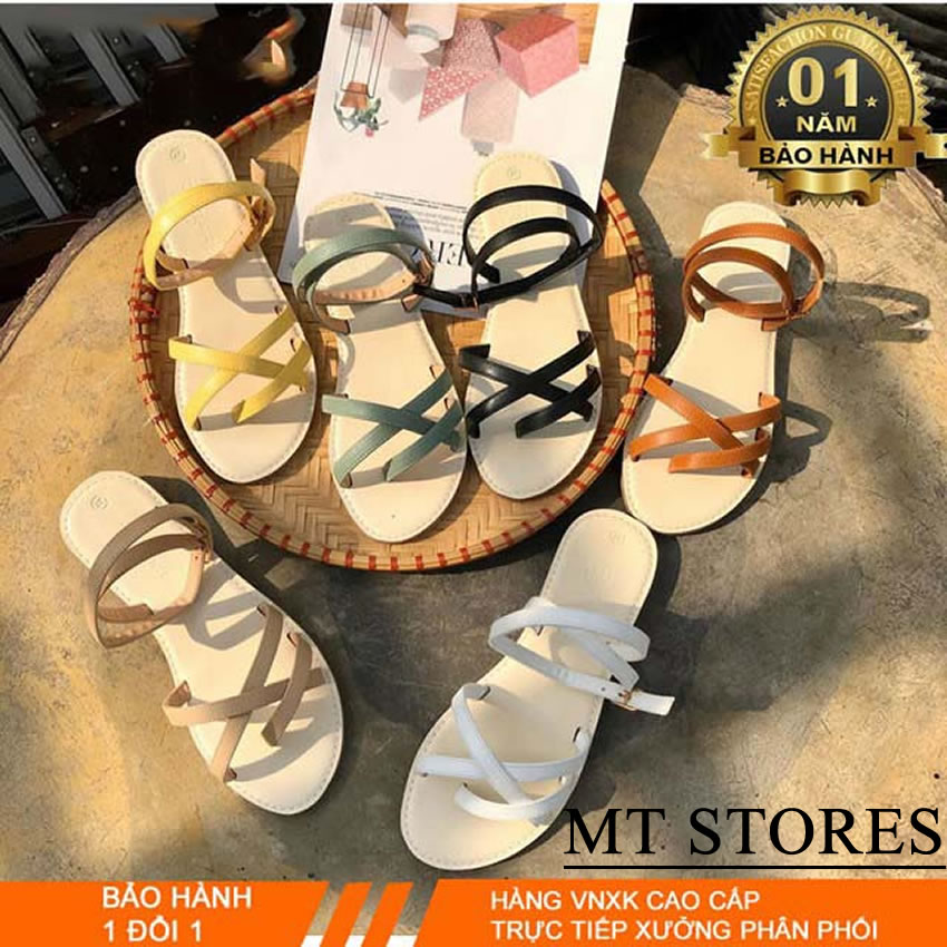 [HCM]DÉP SANDAL NỮ QUAI NGANG ĐẾ THẤP - Dép sandal nữ đi học đế thấp MTSTORES400
