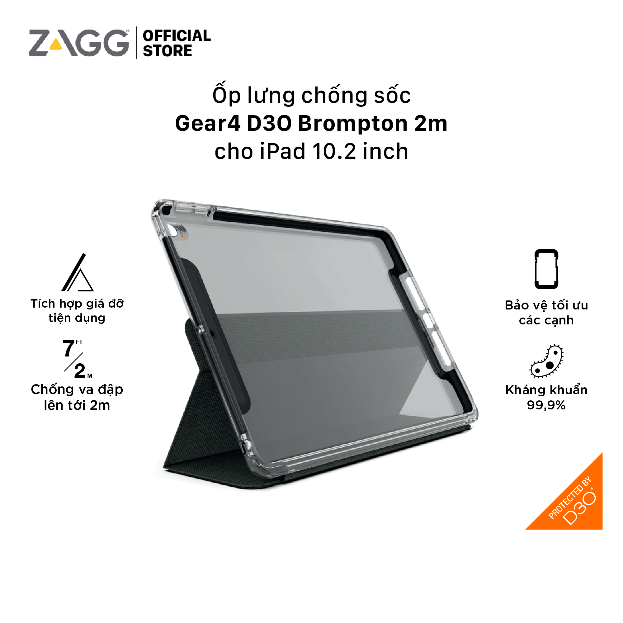 Ốp lưng GEAR4 D3O Brompton - iPad 10.2 - Folio