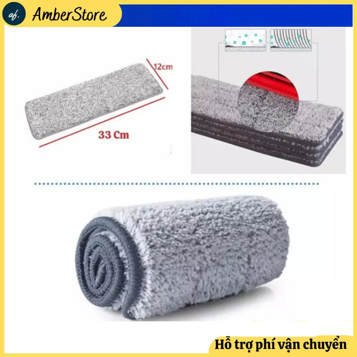 Miếng lau nhà thay thế - Bông lau nhà, Rẻ lau nhà thay thế hình chữ nhật gắn 2 đầu, kích thước 32 x12cm - Dùng cho mọi loại cây lau nhà hình chữ nhật, thùng lau nhà lớn và thùng lau nhà nhỏ - Lỗi đổi miễn phí 100%