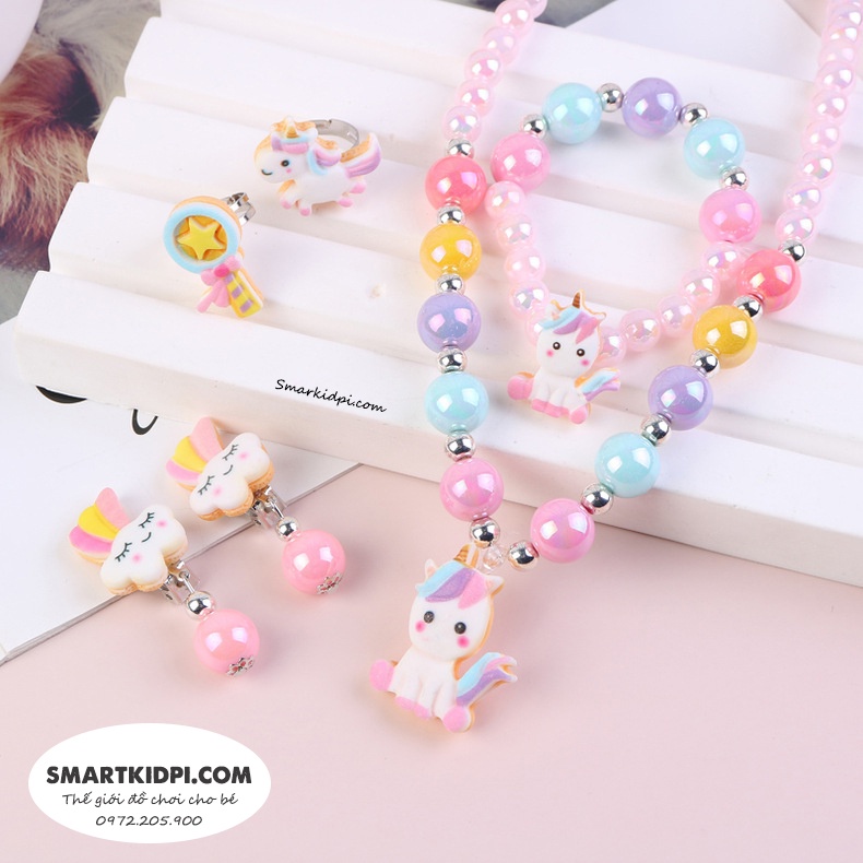 Pomy horse baby girl pendant necklace earrings ring jewelry set