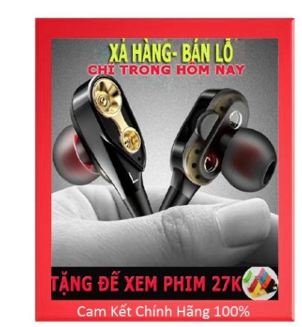 [HCM]Tai nghe HiFi lõi kép 4 sợ cuốn.4 loa mini.bass siêu trầm + Tặng giá đỡ f2