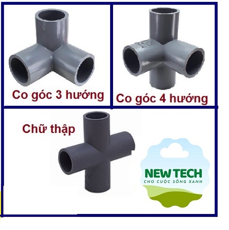Set 2 cái Co góc 3 hướng 4 hướng chữ thập phi 21 phi 27 Siêu Thành