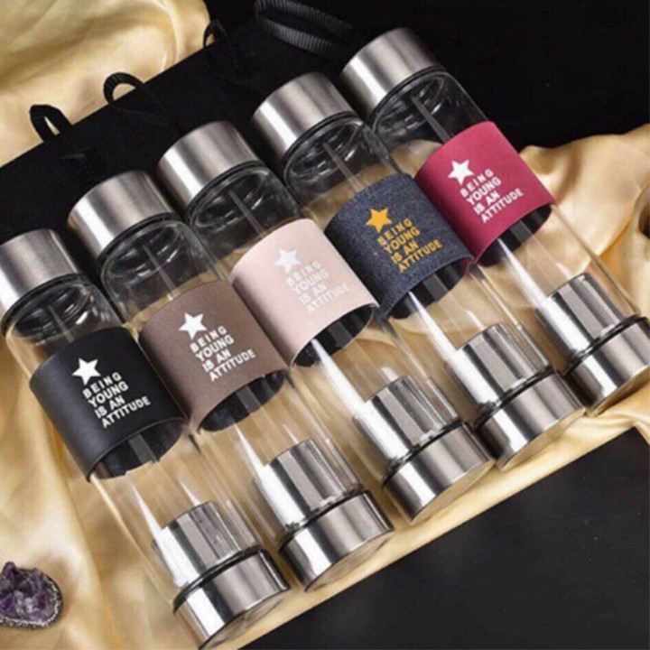 Freeship bình thủy tinh pha trà, lọc trà, đựng nước 450ml h20 tộp shop
