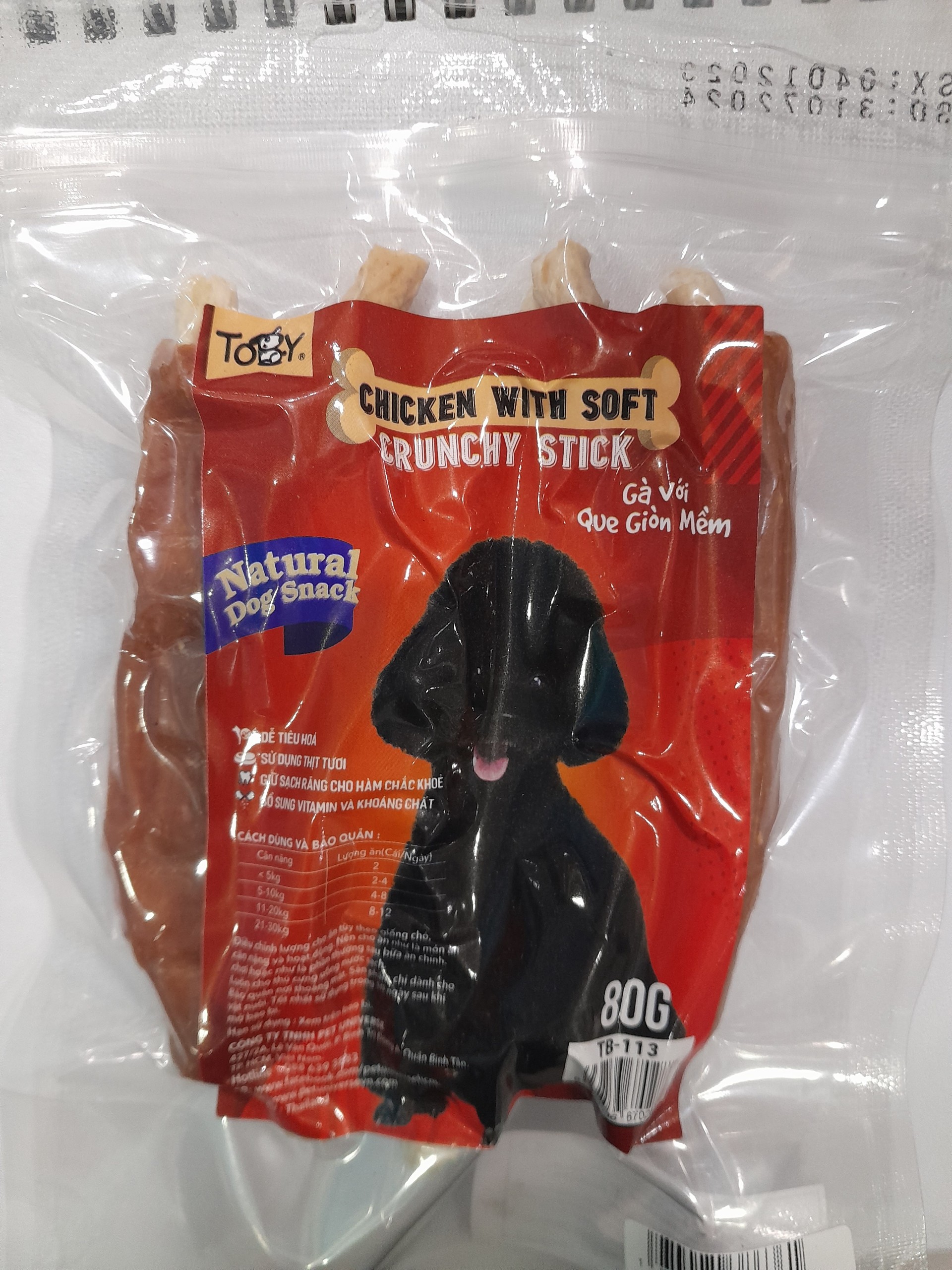 Bánh thưởng Toby Thịt gà que giòn mềm cho chó 80g