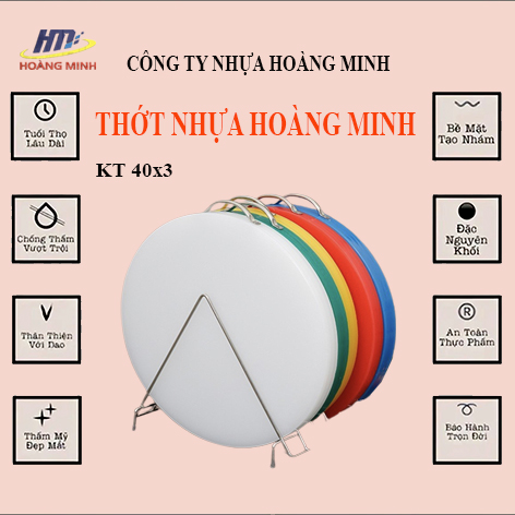 thớt nhựa đường kính 40 dày 3cm, dùng cho nhà hàng, hộ gia đình, thay thế cho thớt gỗ chất liêu PE nguyên khối, hàng việt nam