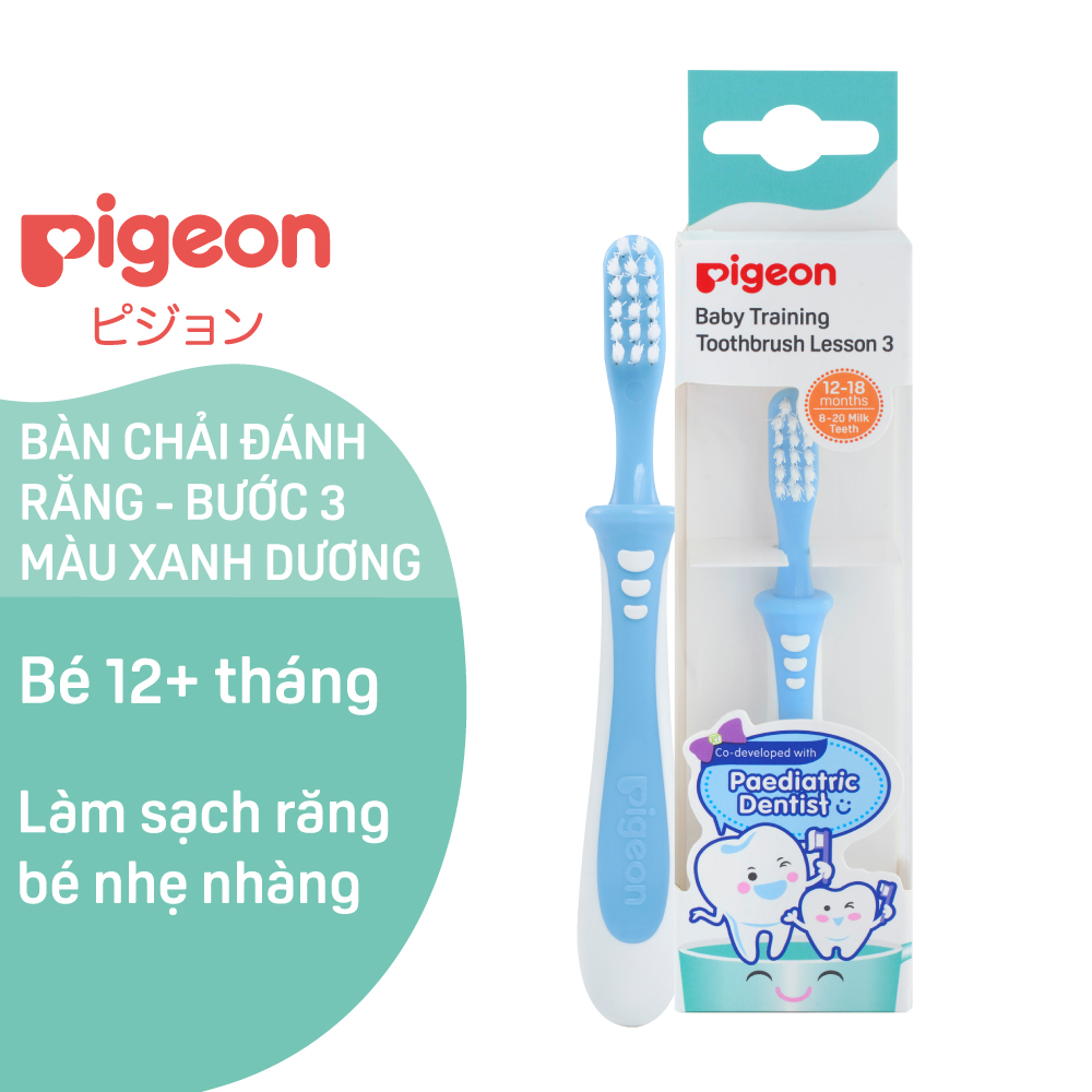 Bàn chải đánh răng cho bé pigeon bước 3 xanh dương 2021