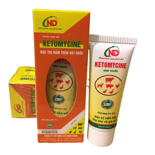 Kem bôi đặc trị nấm trên chó mèo, gia súc và gia cầm ketomycine tuýp 25g