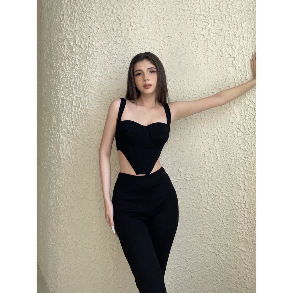 Áo croptop corset cúp ngực thun gân Envy Corset - Tipblu