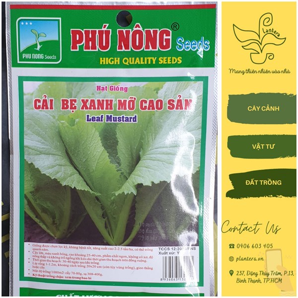Hạt giống phú nông - cải bẹ xanh mỡ gói 20g - hạt giống - rau ăn lá