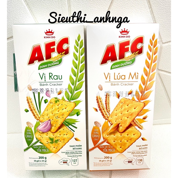 Bánh afc dinh dưỡng vị rau/lúa mì hộp 200g