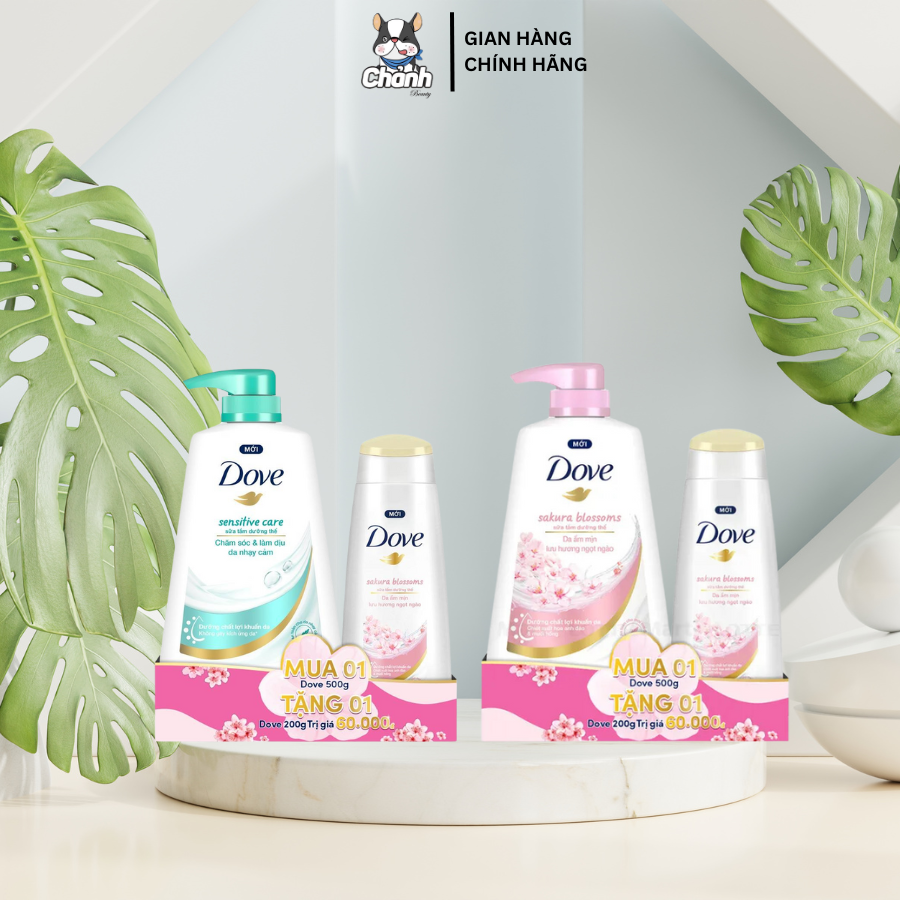 Sữa tắm dove 500g tặng kèm sữa tắm dove da mịn hương hoa 200g