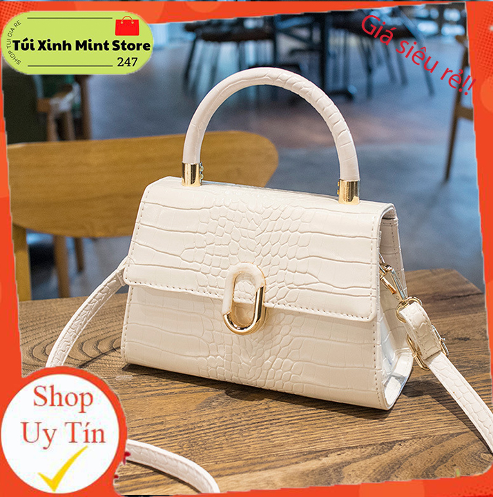 Túi xách nữ khóa 0 vân rắn size 20cm phong cách đơn giản dễ phối đồ pk 501