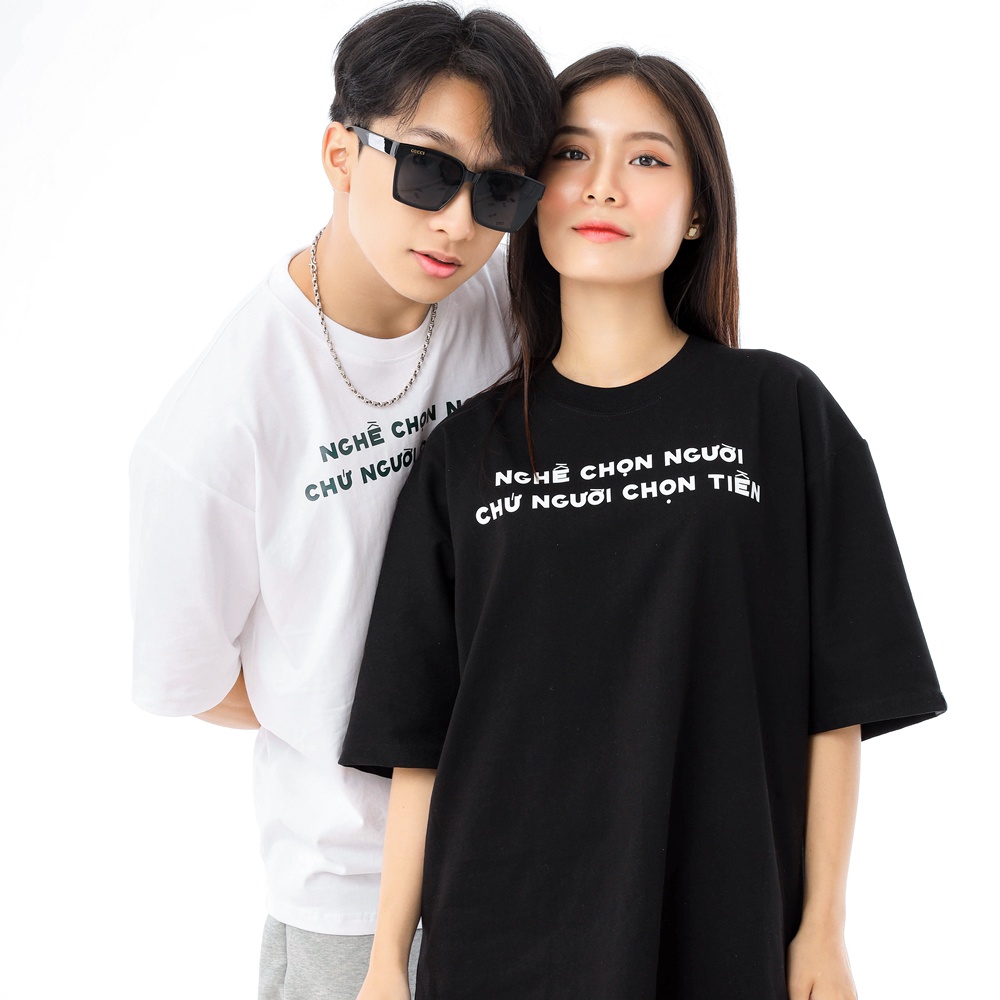 Áo phông nữ tay ngắn in chữ kiểu nghề chọn người chứ người chọn tiền