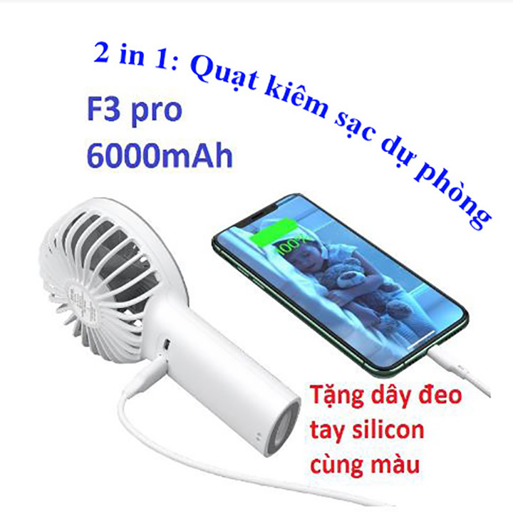 Quạt cầm tay Yoobao F3 pro 6000mAh kiêm sạc dự phòng Yoobao, quạt liên tục 32 tiếng