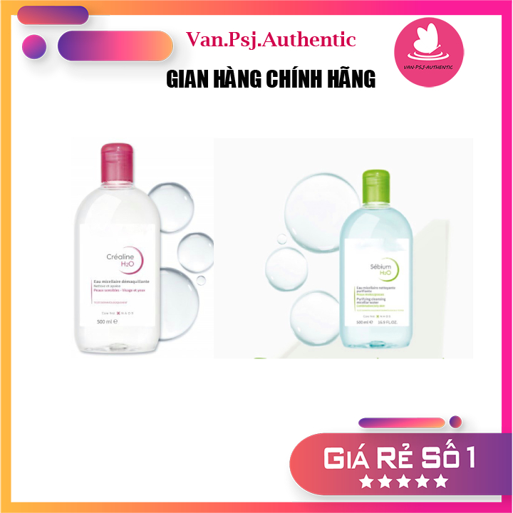 Nước tẩy trang nắp hồng, nắp xanh h2o