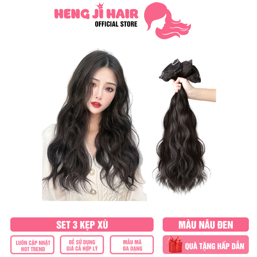 [TẶNG QUÀ 39K] Set 3 Kẹp Tóc Giả Xù Dài 60cm HH14 Tóc Đeo, Tháo Dễ Dàng, Hàng Có Sẵn, Thời Gian Chuẩn Bị Tối Ưu Nhất, Cam Kết Cả Về Chất Liệu Cũng Như Hình Dáng - Hengji Hair Official Store