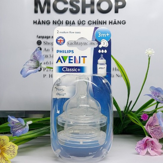 Núm ty Silicone Philips Avent Natural - 3 lỗ