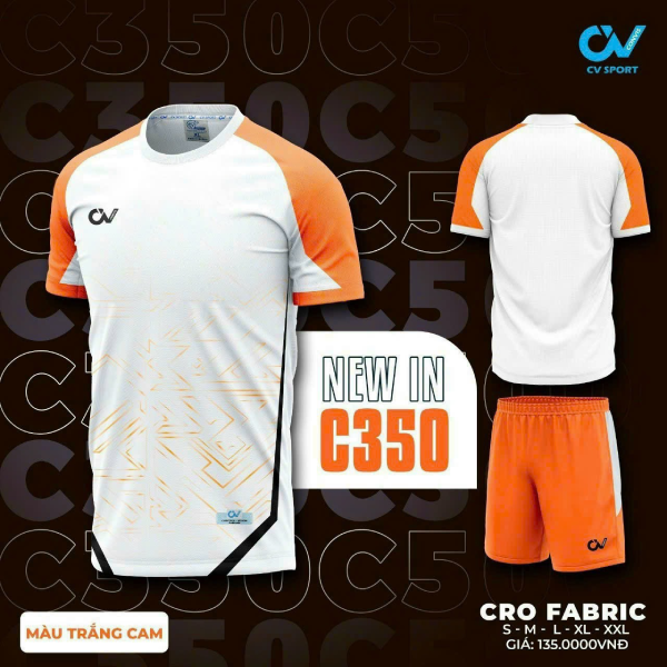 Quần áo bóng đá không logo cv c350 có in tên số